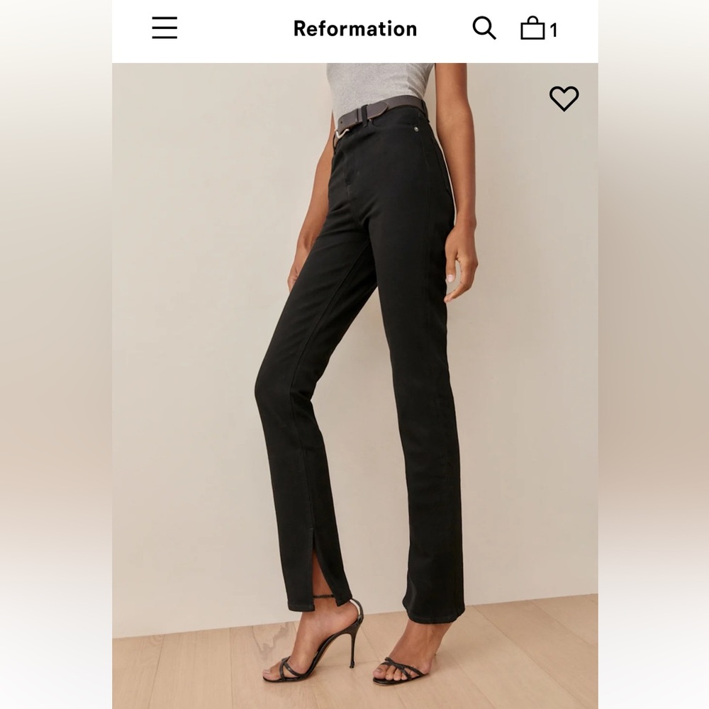 Reformation ‘Liza’ Slit Hem Ultra High Rise Straight Long Jeans Size 26